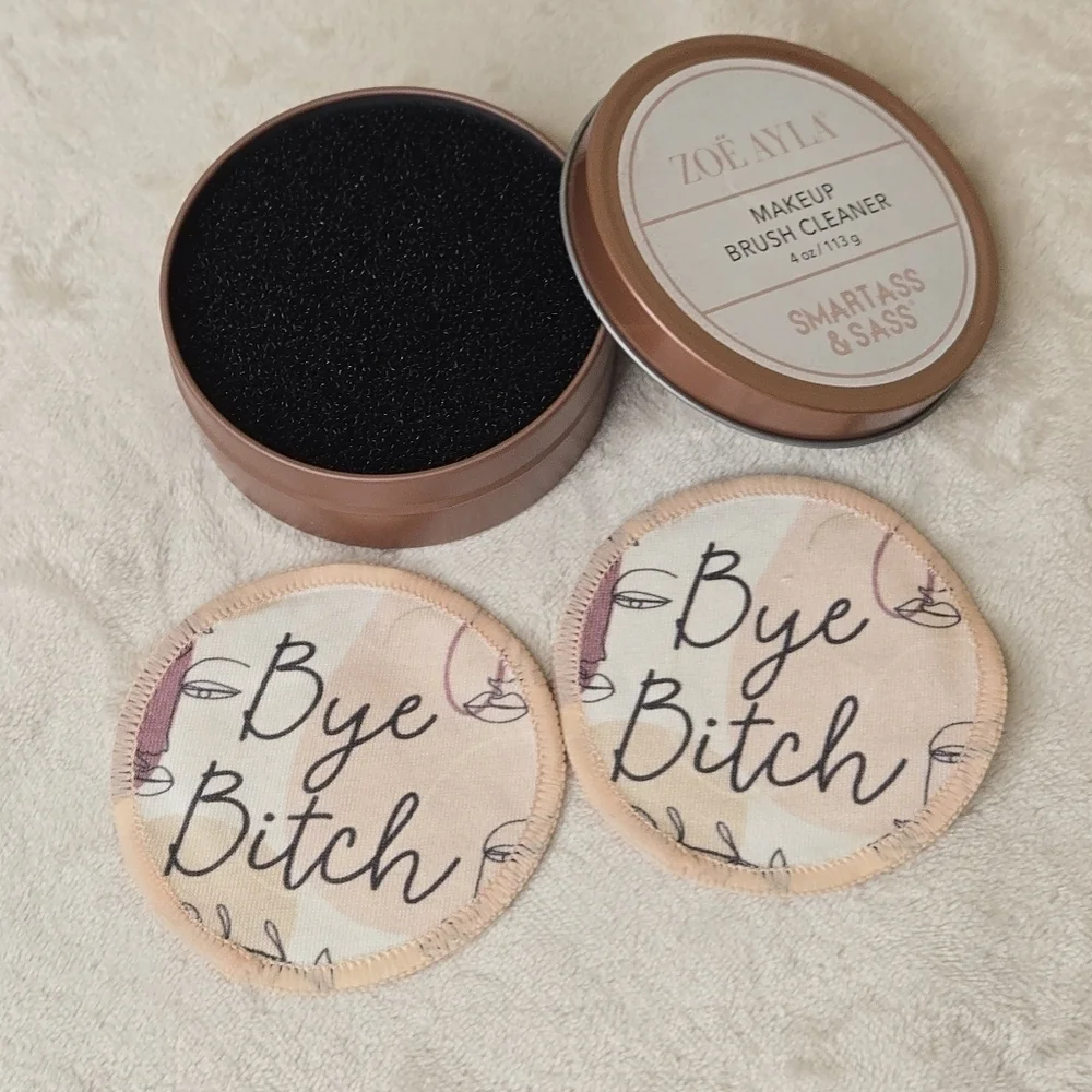 Zoe Ayla Bye B*tch Makeup Brush Cleaner + 2 Reusable Cotton Pads.